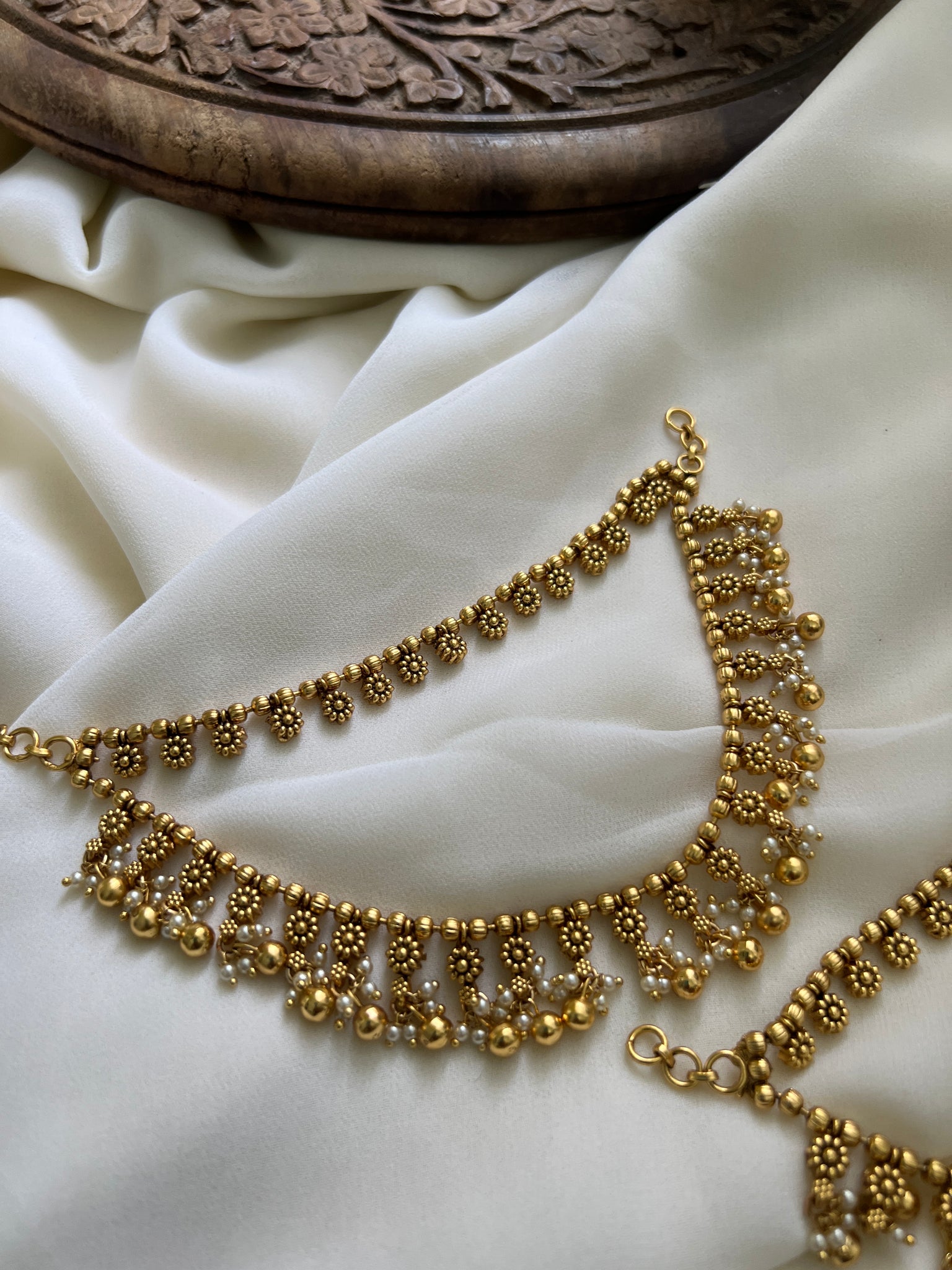 Bridal matte flower earring chain