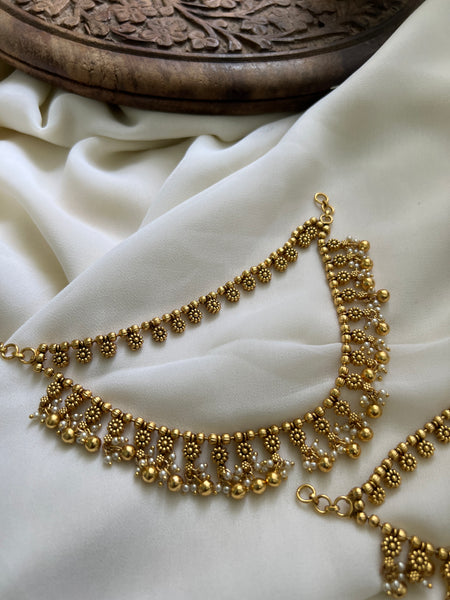 Bridal matte flower earring chain