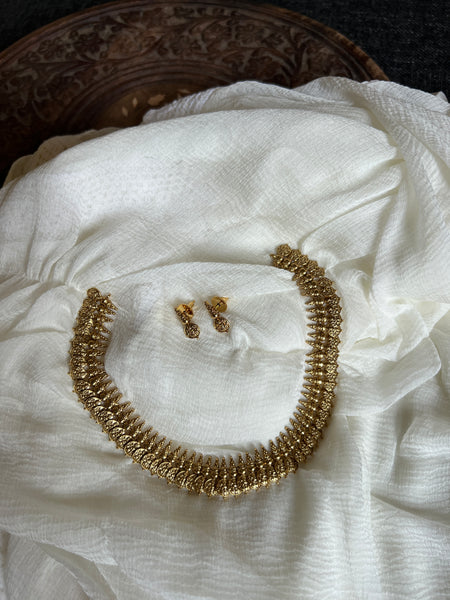 Kid friendly antique Lakshmi necklace with studs