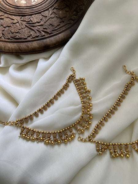 Bridal matte flower earring chain