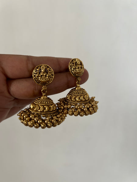 Antique lakshmi thushi style choker with jhumkas
