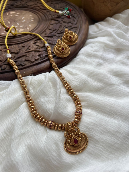 Matte antique Lakshmi Dori necklace with studs