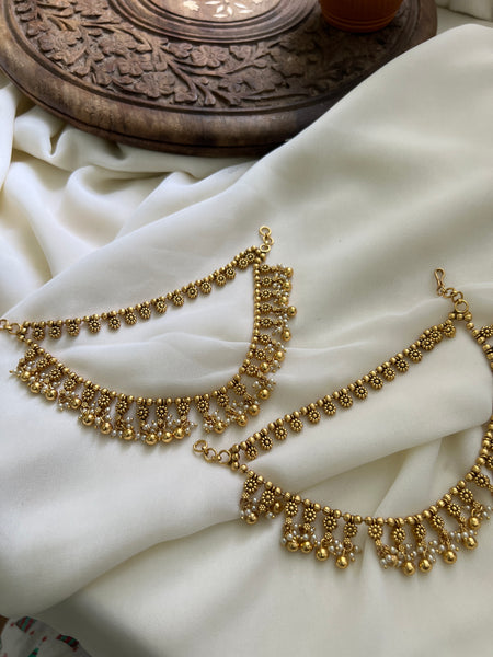 Bridal matte flower earring chain