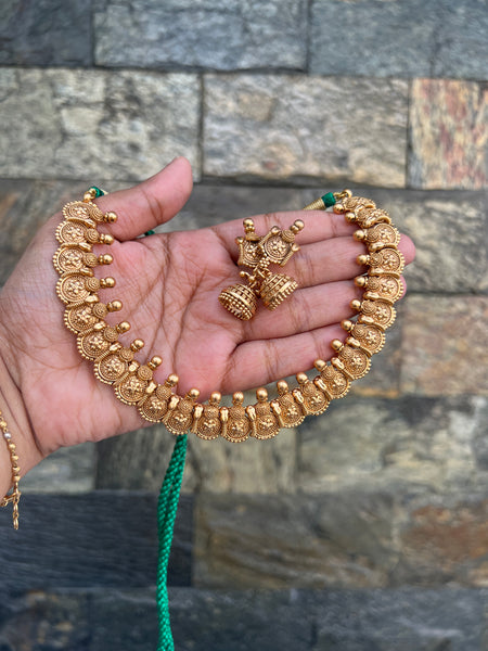 Antique matte necklace with jhumkas