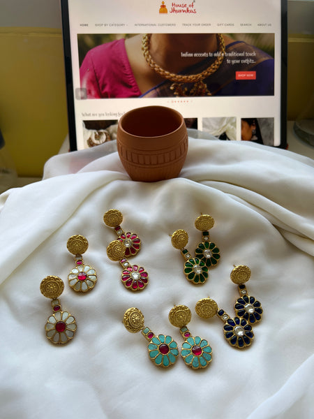 Kundan flower designer earrings