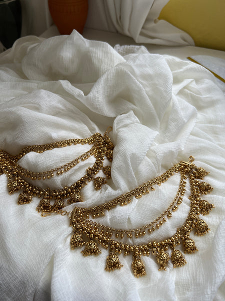 Bridal matte jhumkas earring chain