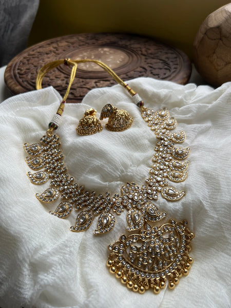 Premium Kemp manga necklace with Jhumkas