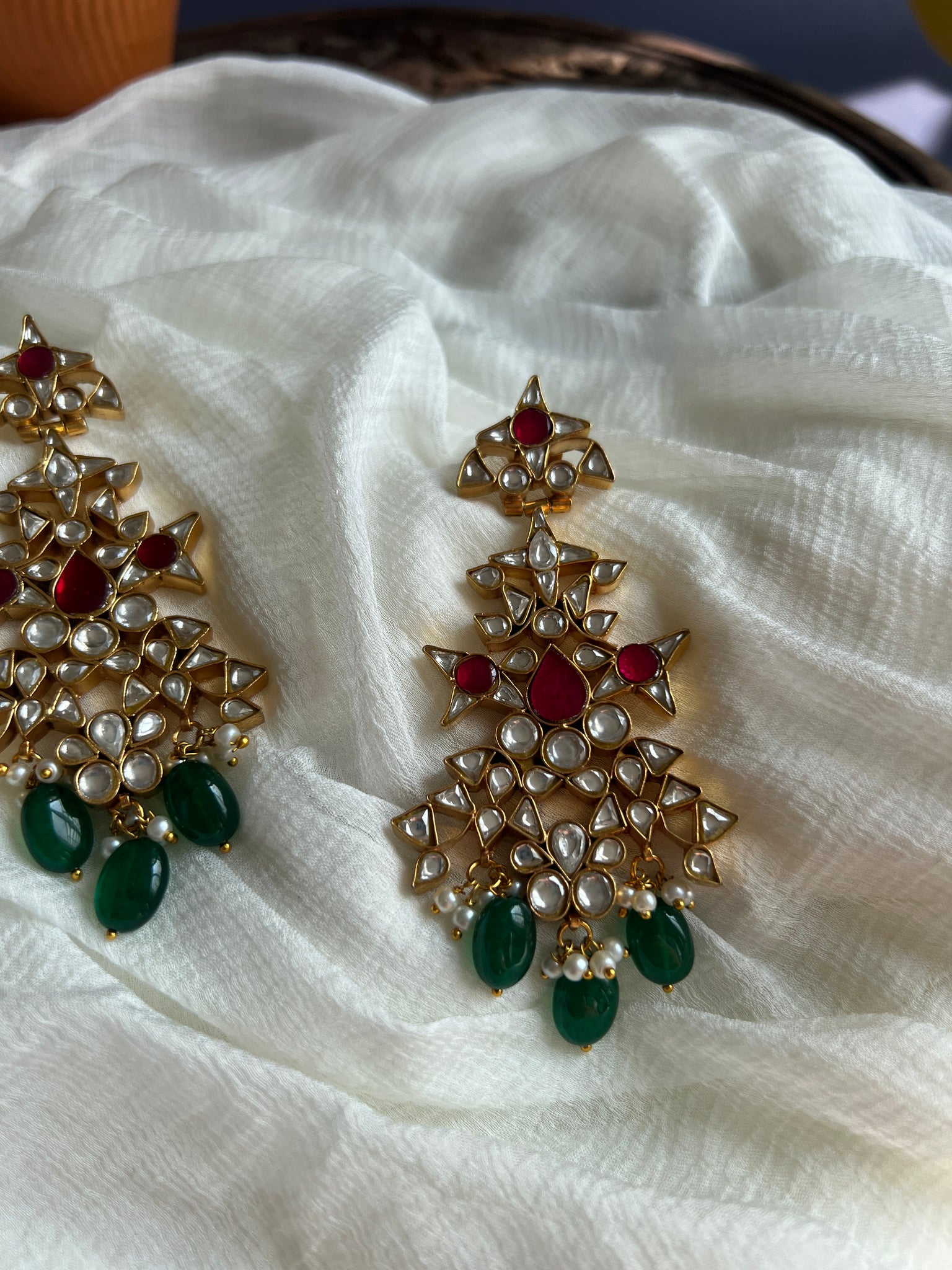 Kundan bridal statement earrings