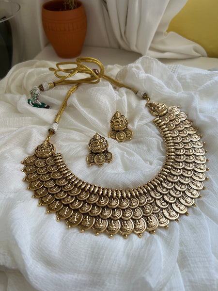 Full necklace 3 layer coin necklace with big studs