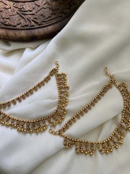 Bridal matte flower earring chain
