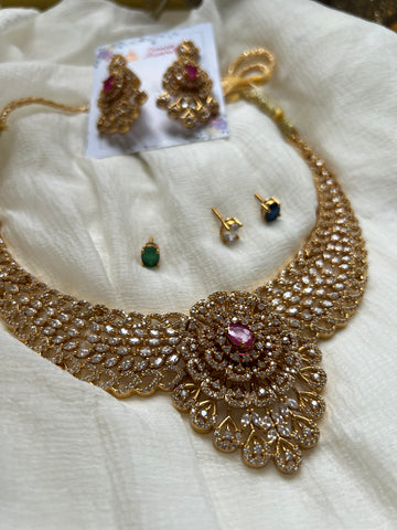 Intricate stone work necklace with interchangeable stones