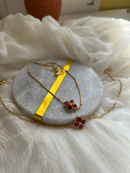 Kundan clover delicate anklets