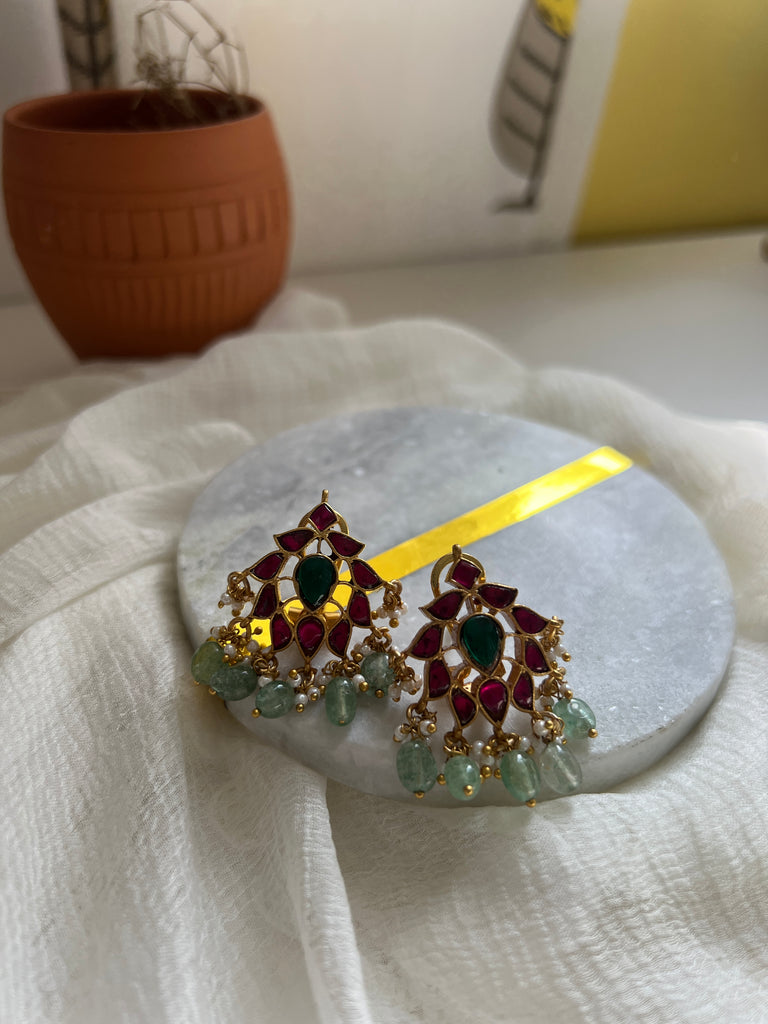 Mayil Thodu Stone Stud Earrings Latest Designer Jewellery South Indian  ER19725A