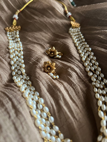 Faux rice pearl haram with studs