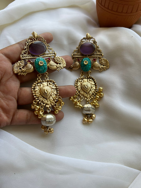 Mayoora purple turquoise jumbo Chaandbali