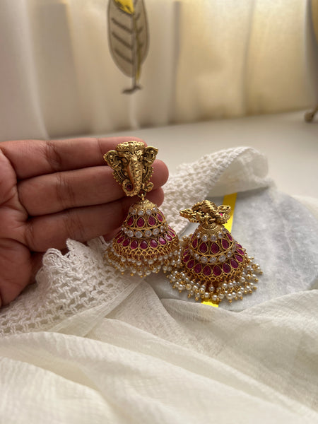 Elephant kemp Jhumkas