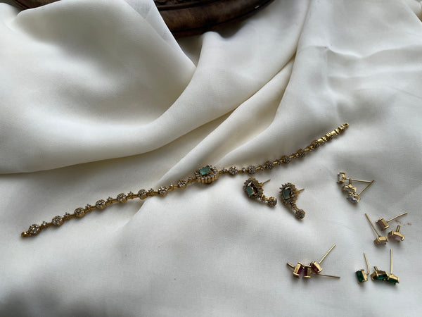 Interchangeable stud AD stone necklace with 5 color options