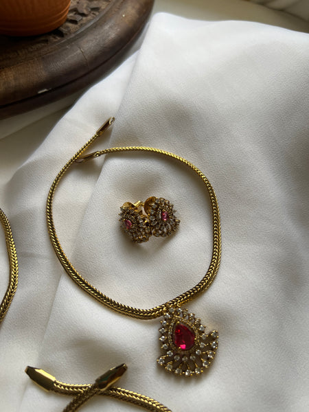 Victorian stone necklace with studs