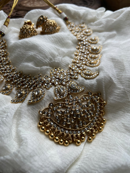 Premium Kemp manga necklace with Jhumkas