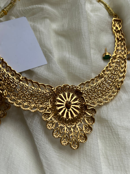 Intricate stone work necklace with interchangeable stones