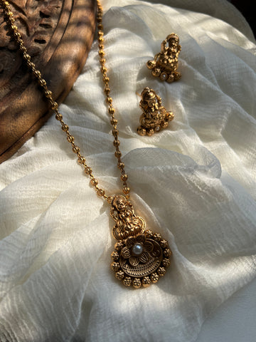 Lakshmi Pearl pendant maala with studs