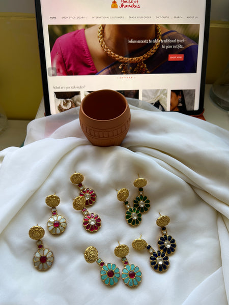 Kundan flower designer earrings