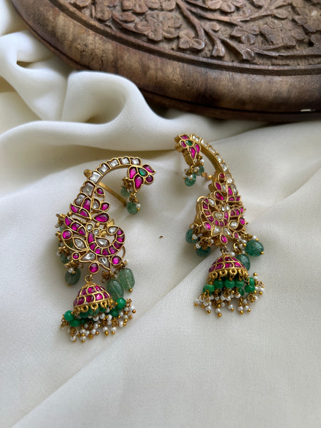 Peacock ear cuff premium bridal jhumkas