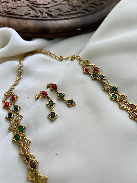 Navaratna layered maala with earrings