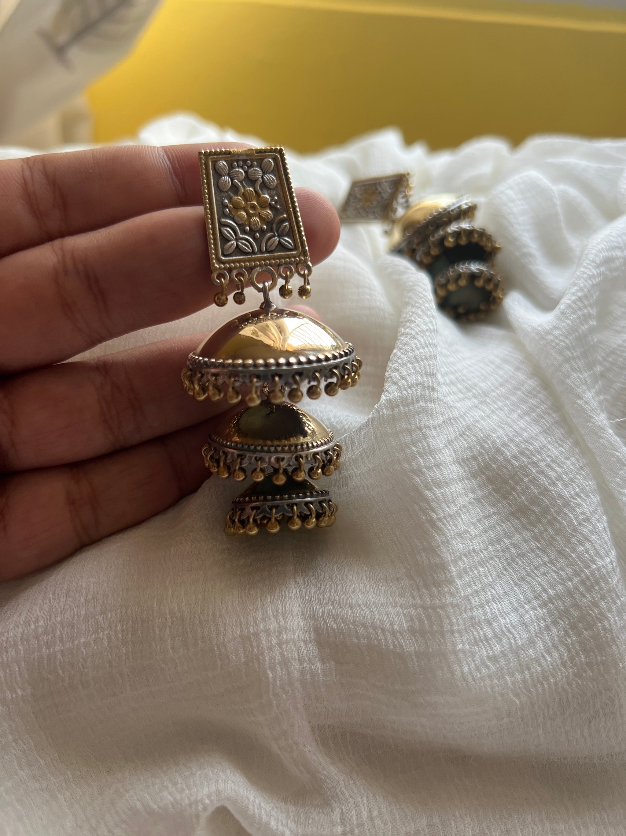 Dual tone 3 layer Jhumkas House of Jhumkas