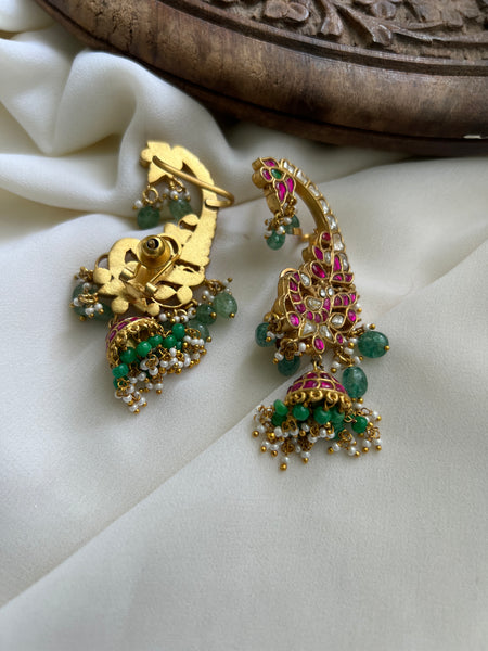 Peacock ear cuff premium bridal jhumkas