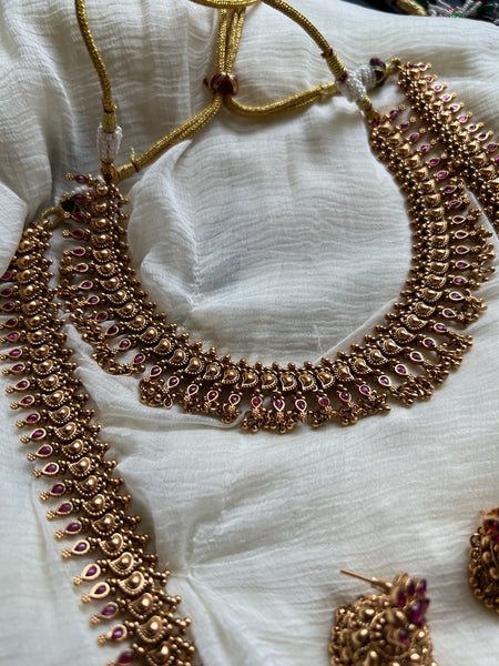 Kemp bridal Paisley necklace with jhumkas