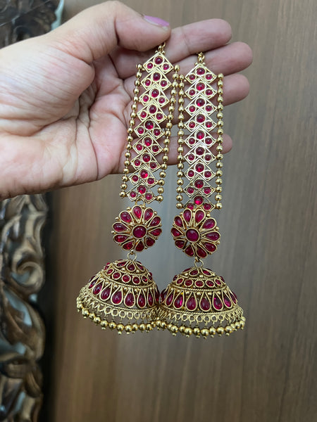 Original kemp vintage Jhumkas with earrings chain