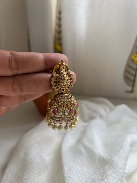 3D peacock stone jhumkas