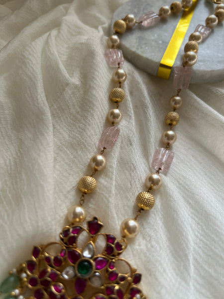 Pastel bead kundan pendant maala