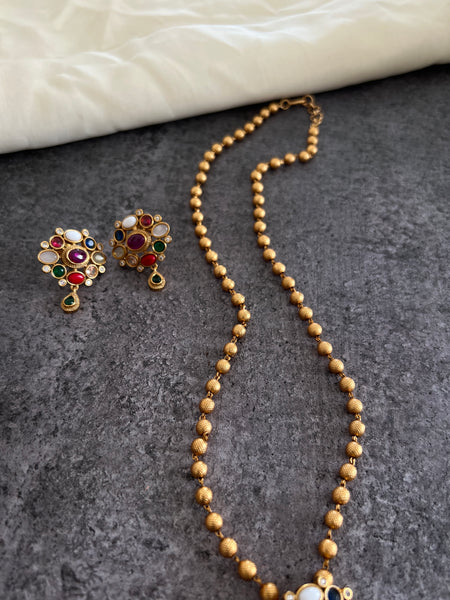 Navarathna flower attigai with earrings