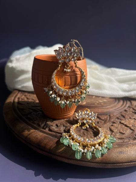 Kundan mint green Chaandbalis pre book