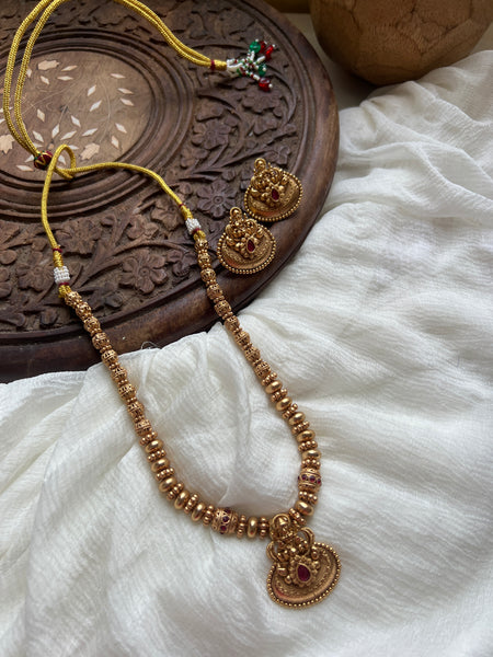 Matte antique Lakshmi Dori necklace with studs