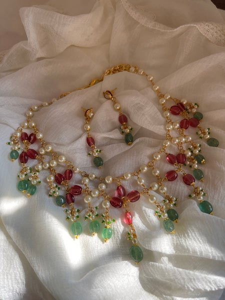 Pearl bead Maala with earrings
