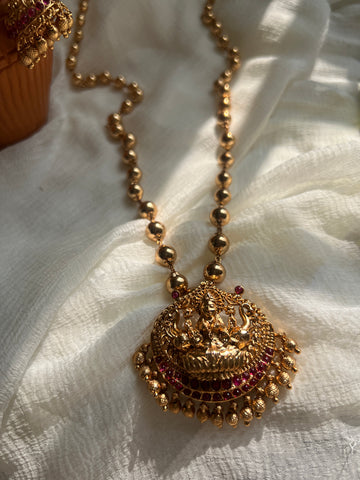Kemp Lakshmi pendant maala with Jhumkas