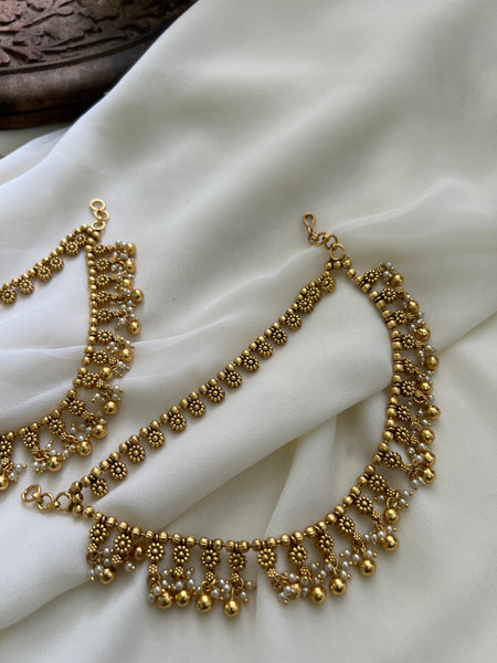 Bridal matte flower earring chain