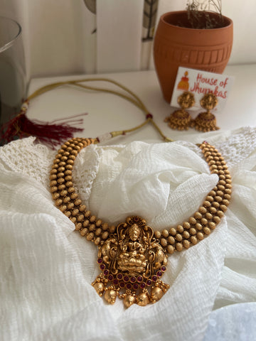 Gajalakshmi kemp necklace with jhumkas