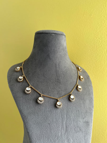 Moissante drops in delicate chain with studs