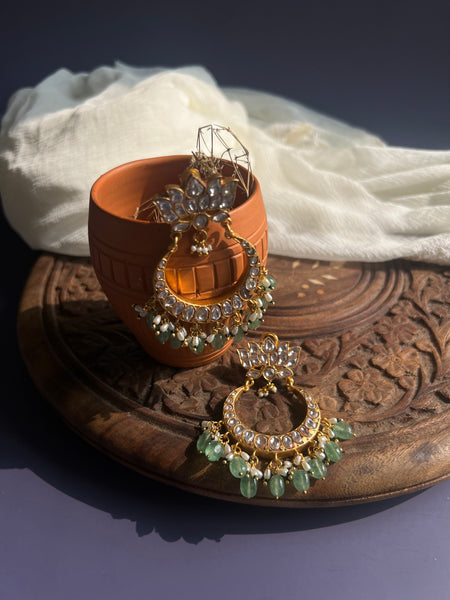 Kundan mint green Chaandbalis pre book