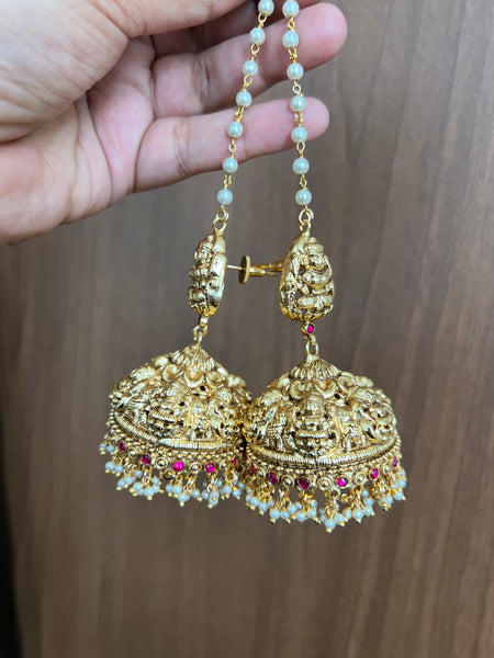 Premium Nagas Lakshmi jhumkas with small Kundan stones