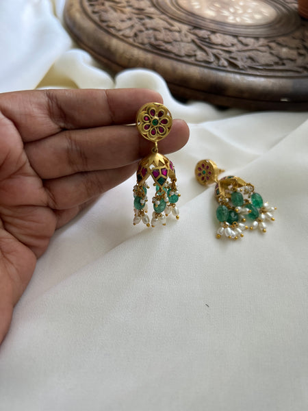 Kundan cutwork jhumkas