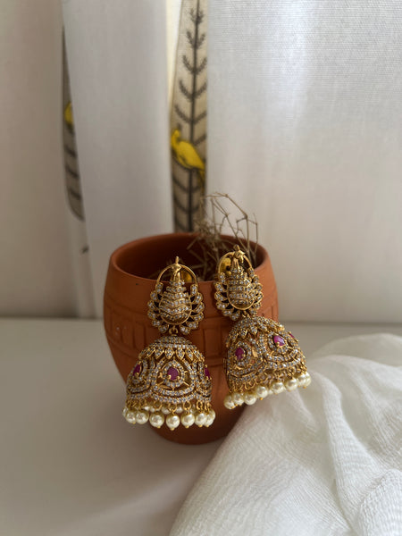 3D peacock stone jhumkas