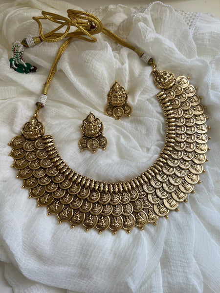 Full necklace 3 layer coin necklace with big studs