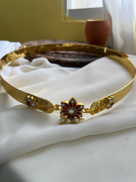 Kundan Flower hip belt