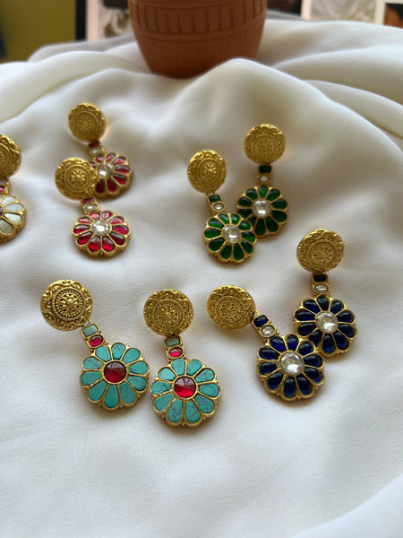Kundan flower designer earrings