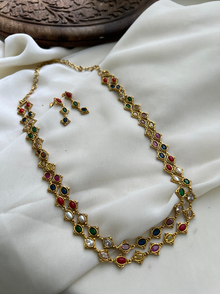Navaratna layered maala with earrings